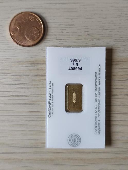 1 gram Goudbaar (24 karaat) - C.Hafner, Postzegels en Munten, Edelmetalen en Baren, Goud, Ophalen of Verzenden