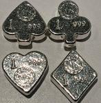 Unieke pokerset in hangegoten .999 zilver 4 x 1oz van YPS, Postzegels en Munten, Edelmetalen en Baren, Ophalen of Verzenden, Zilver