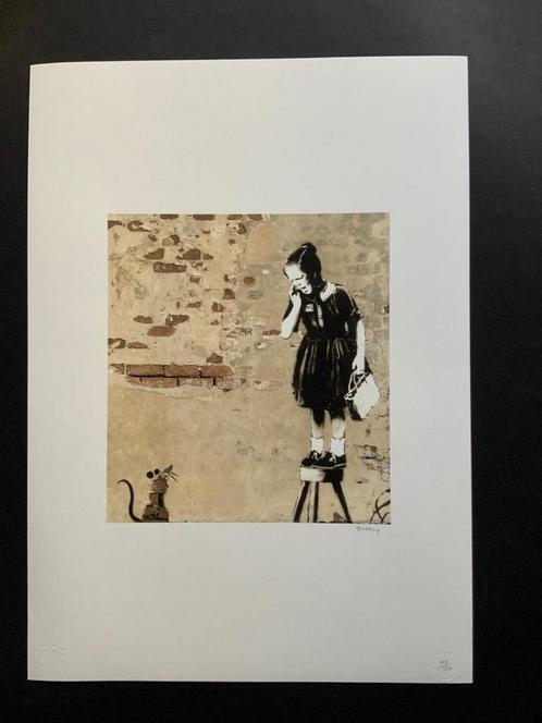 BANKSY EXTRA GROOT genummerd met stempel, Antiek en Kunst, Kunst | Litho's en Zeefdrukken, Ophalen of Verzenden