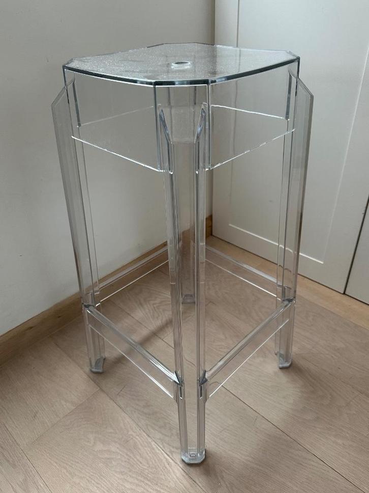 Tabouret Design "Leno Mini" transparent, Maison & Meubles, Tabourets de bar, Utilisé, 60 à 90 cm, Synthétique, 1 tabouret, Enlèvement