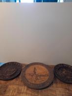 3 houten borden met motief snijwerk, Comme neuf, Enlèvement