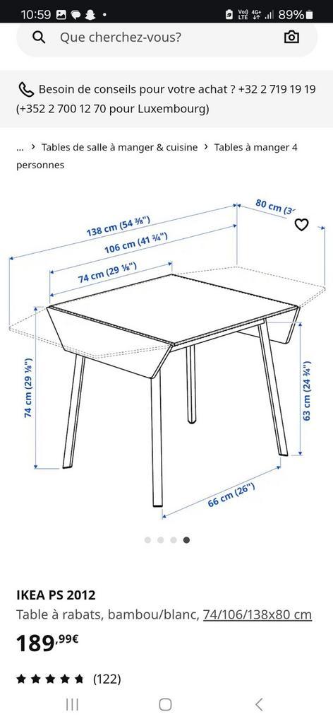 Table à rabat, Huis en Inrichting, Tafels | Eettafels, Zo goed als nieuw, Ophalen of Verzenden