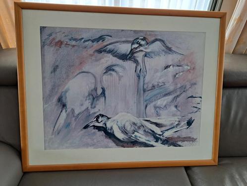 AFSCHEID VAN EEN MEEUW  ,uniek stuk., Antiek en Kunst, Kunst | Tekeningen en Fotografie, Ophalen