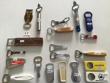 20 tal diverse aftrekkers of flesopeners beschikbaar voor biedingen