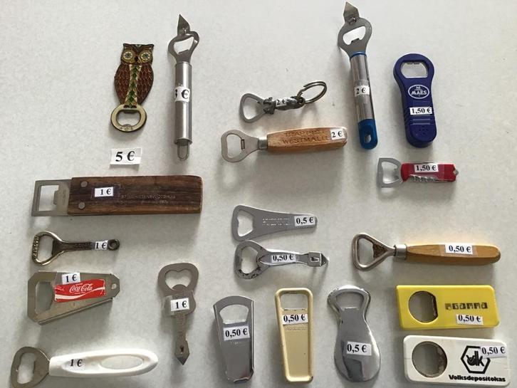 20 tal diverse aftrekkers of flesopeners, Verzamelen, Biermerken, Zo goed als nieuw, Ophalen of Verzenden