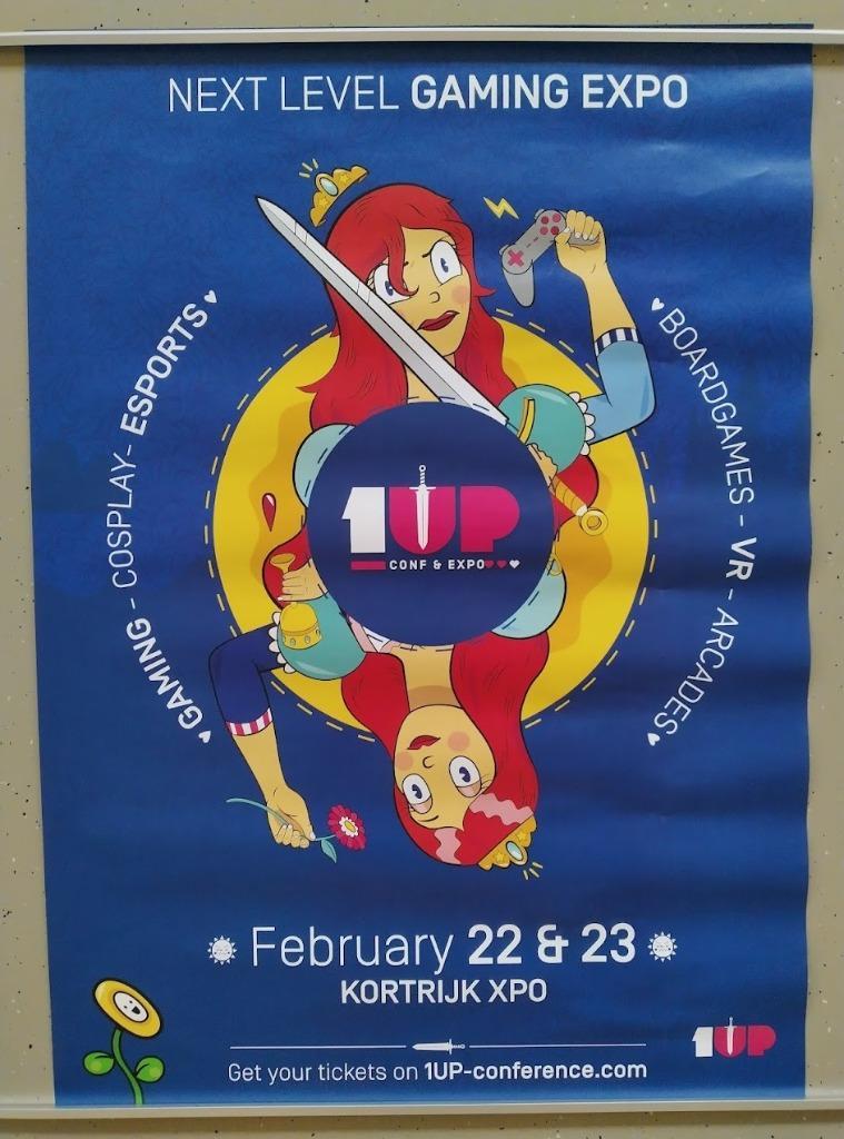 ijs Grijp Aquarium ② Leuke Poster - 1UP Gaming Expo - Kortrijk XPO 22 en 23/02 — Posters —  2dehands