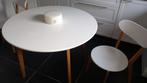 4 witte keukenstoelen en witte ronde tafel, Huis en Inrichting, Ophalen, Gebruikt