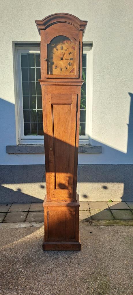 Antieke staande klok – 19e eeuw – massief eiken – mechanisch, Antiek en Kunst, Antiek | Klokken, Ophalen