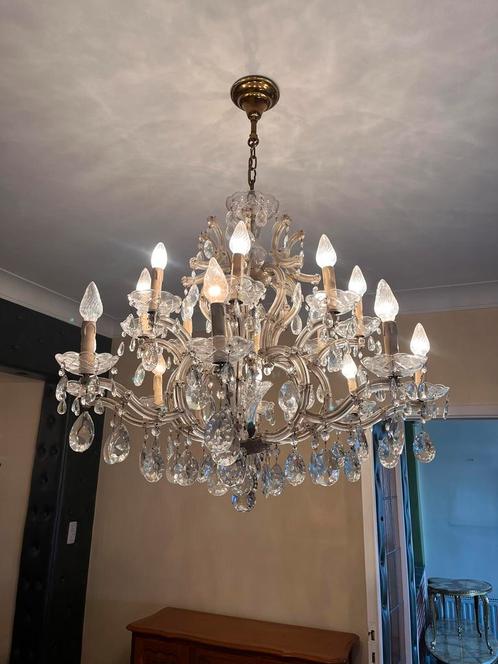 Grote glazen kroonluchter – Maria Theresa stijl, Huis en Inrichting, Lampen | Kroonluchters, Gebruikt, Ophalen