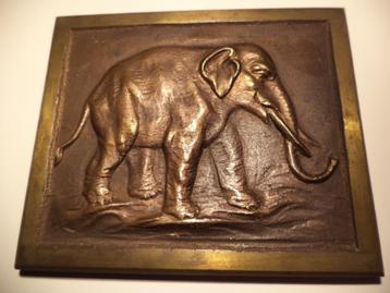 plaque en bronze ancienne éléphant chocolat Côte d'Or 