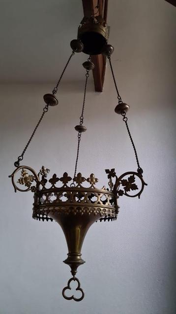Lampe en or cuivré, début des années 1900. 100 cm, Enlèvement ou Envoi