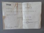 document 1939 toegangsbewijs Klint B. kaaien dokken Schelde, Verzenden, Zo goed als nieuw, Kaart, Foto of Prent
