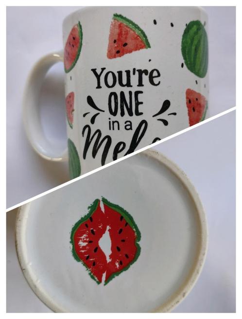 🍉  ♥️ You're One In a Melon tas kop 🍉 ♥️, Huis en Inrichting, Keuken | Servies, Zo goed als nieuw, Kop(pen) en/of Schotel(s)