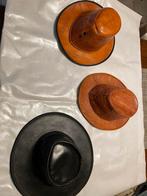 3 echte lederen hoeden zowel voor dames als voor heren., Kleding | Heren, Hoeden en Petten, Ophalen, Hoed