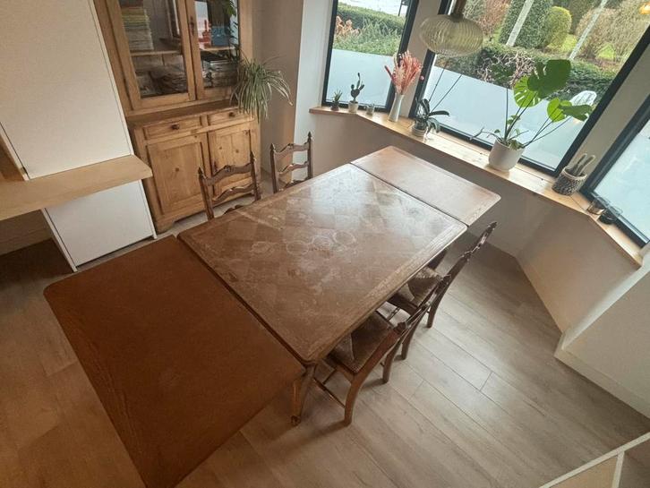 Gratis eettafel & 4 stoelen, Maison & Meubles, Tables | Tables à manger, Utilisé, 50 à 100 cm, 200 cm ou plus, Cinq personnes ou plus