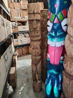 statue totem Tiki 200 cm en bois de cocotier, Tuin en Terras, Tuinbeelden, Ophalen, Nieuw, Hout, Boeddhabeeld