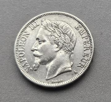 ZILVEREN MUNT 5 FRANCS NAPOLEON III 1867 Letter A beschikbaar voor biedingen