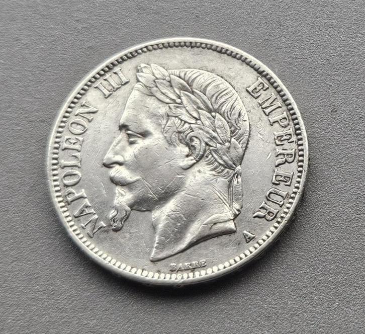 ZILVEREN MUNT 5 FRANCS NAPOLEON III 1867 Letter A, Postzegels en Munten, Munten | Europa | Euromunten, Frankrijk, Zilver, Ophalen of Verzenden