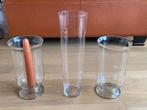 3 GROTE GLAZEN VAZEN/ WINDLICHTEN, Antiek en Kunst, Ophalen