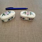 2 kleine porseleinen potjes met bloemenmotief, Ophalen of Verzenden