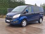 Ford Transit Custom Limited H1L1 170pk Dubbel cabine, Auto's, Bestelwagens en Lichte vracht, Voorwielaandrijving, Blauw, Leder