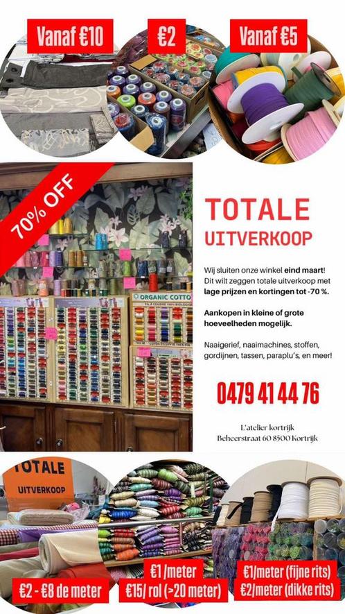 Liquidation totale jusque fin mai, Hobby en Vrije tijd, Naaien en Fournituren, Nieuw, Rits of Sluiting, Ophalen