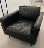Furnified fauteuil - Gordon - zwart leder ️️, Ophalen, Zo goed als nieuw, 75 tot 100 cm, Leer