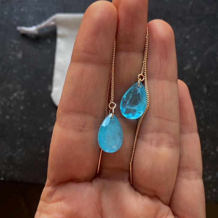 Boucles d'oreilles plaquées avec pierres naturelles 14 carat, Bijoux, Sacs & Beauté, Boucles d'oreilles, Neuf, Pendantes, Autres matériaux