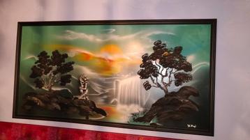 Muurdecoratie kader met 3d effect, waterval en koppeltje  beschikbaar voor biedingen