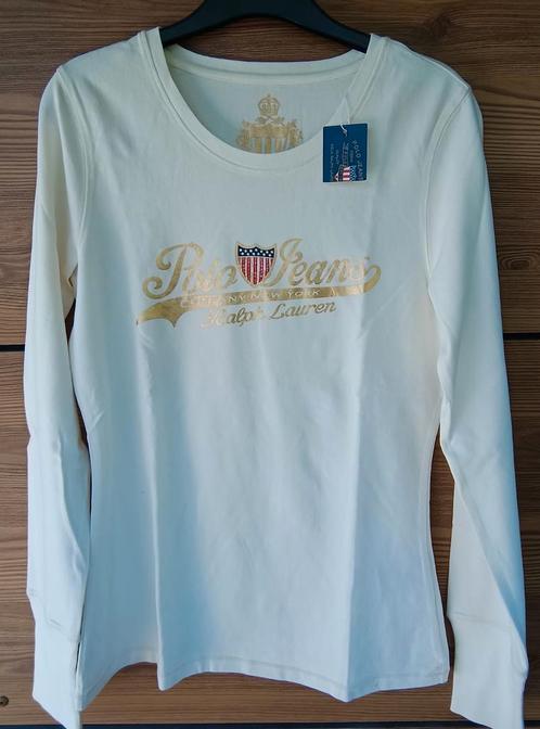 Tee shirt écru logo doré ML Polo Ralph Lauren M femme NEUF, Kleding | Dames, T-shirts, Nieuw, Maat 38/40 (M), Wit, Lange mouw
