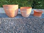 Gratis 3 grote bloempotten, Jardin & Terrasse, Pots de fleurs, Enlèvement, Terracotta