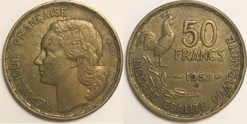 50 francs  Frankrijk  Guiraud-1952, Postzegels en Munten, Munten | Europa | Niet-Euromunten, Losse munt, Frankrijk, Ophalen of Verzenden