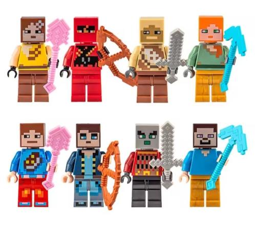 Minecraft 8 figuren - Lego compatibel, Kinderen en Baby's, Speelgoed | Duplo en Lego, Nieuw, Lego, Complete set, Verzenden