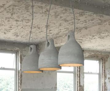 luster met 3 betonnen kappen! beschikbaar voor biedingen