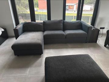 Vimle 3-zit met slaapbank, chaisse lounge en poef, Enlèvement, Utilisé