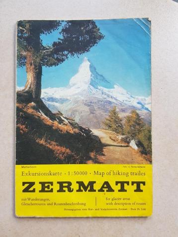 stafkaart met alpinistische routes gebied rond Zermatt beschikbaar voor biedingen