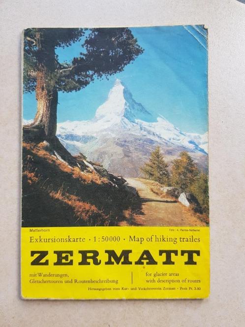 stafkaart met alpinistische routes gebied rond Zermatt, Boeken, Atlassen en Landkaarten, Gelezen, Landkaart, Overige gebieden