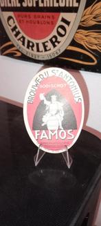 Brasserie bière étiquette Famos roge, Enlèvement ou Envoi, Comme neuf, Panneau, Plaque ou Plaquette publicitaire, Autres marques