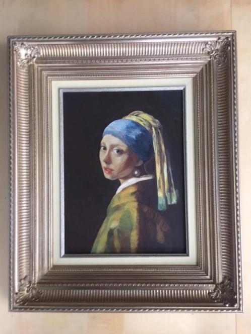 Meisje met de parel (Vermeer)-reproductie., Antiquités & Art, Art | Peinture | Classique, Enlèvement ou Envoi