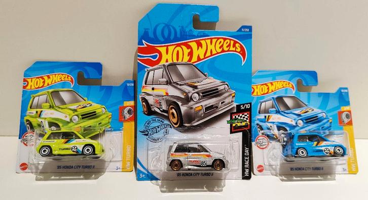 Lot 3x Hot Wheels '85 Honda City Turbo II (2018 en 2x 2022), Hobby & Loisirs créatifs, Voitures miniatures | Échelles Autre, Enlèvement ou Envoi