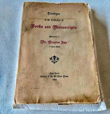 130 jaar oud CATALOGUE BOOKS Mr. Branton Joes new york 1891 beschikbaar voor biedingen