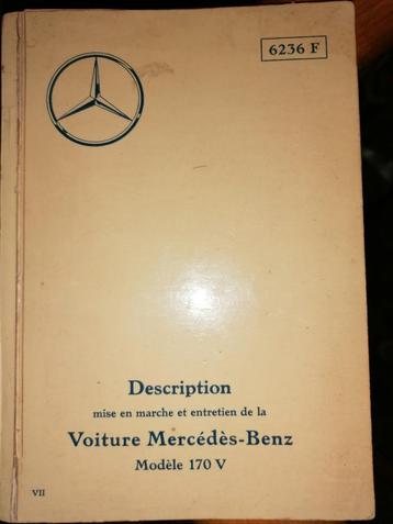 Mercedes 170v handleiding en onderhoud franstalig beschikbaar voor biedingen