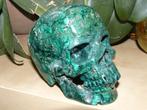Grote schedel  in malachiet, Ophalen of Verzenden, Mineraal
