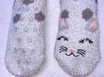Sokken grijze huissokken met kat antislip, Nieuw, Grijs, Sokken en Kniesokken, Maat 35 t/m 38