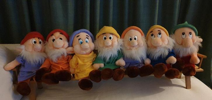 vintage originele Disney Pluche kabouters van Sneeuwwitje, Collections, Disney, Comme neuf, Peluche, Blanche-Neige ou Belle au Bois Dormant