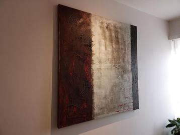 Groot schilderij 120 x 120 cm.  beschikbaar voor biedingen