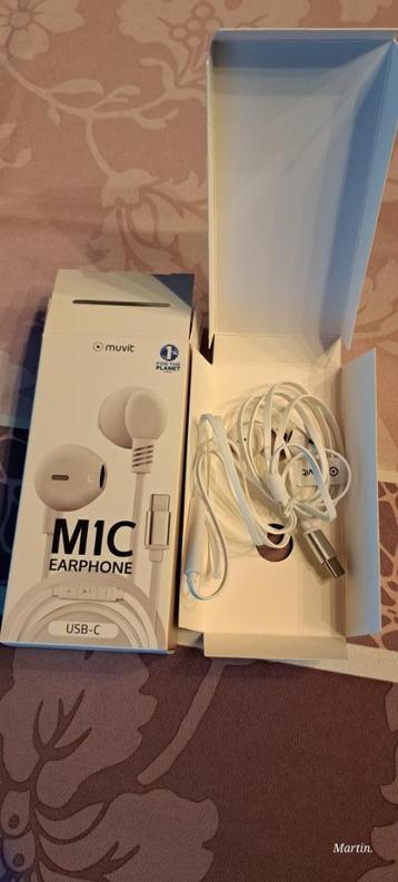 M1C earphone oortje met micro voor smartphone, USB-C
