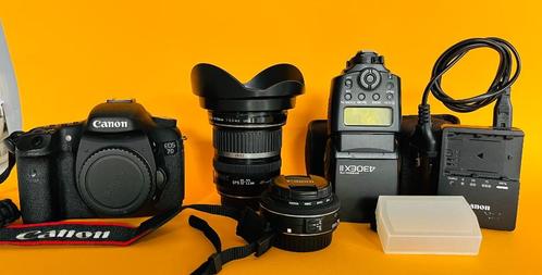 Canon 7D body + 2 lenzen + speedlite + accessoires, TV, Hi-fi & Vidéo, Appareils photo numériques, Utilisé, Reflex miroir, Canon