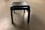 vintage krukje zitkruk footstool voetenbankje hout + leder, Ophalen, Hout