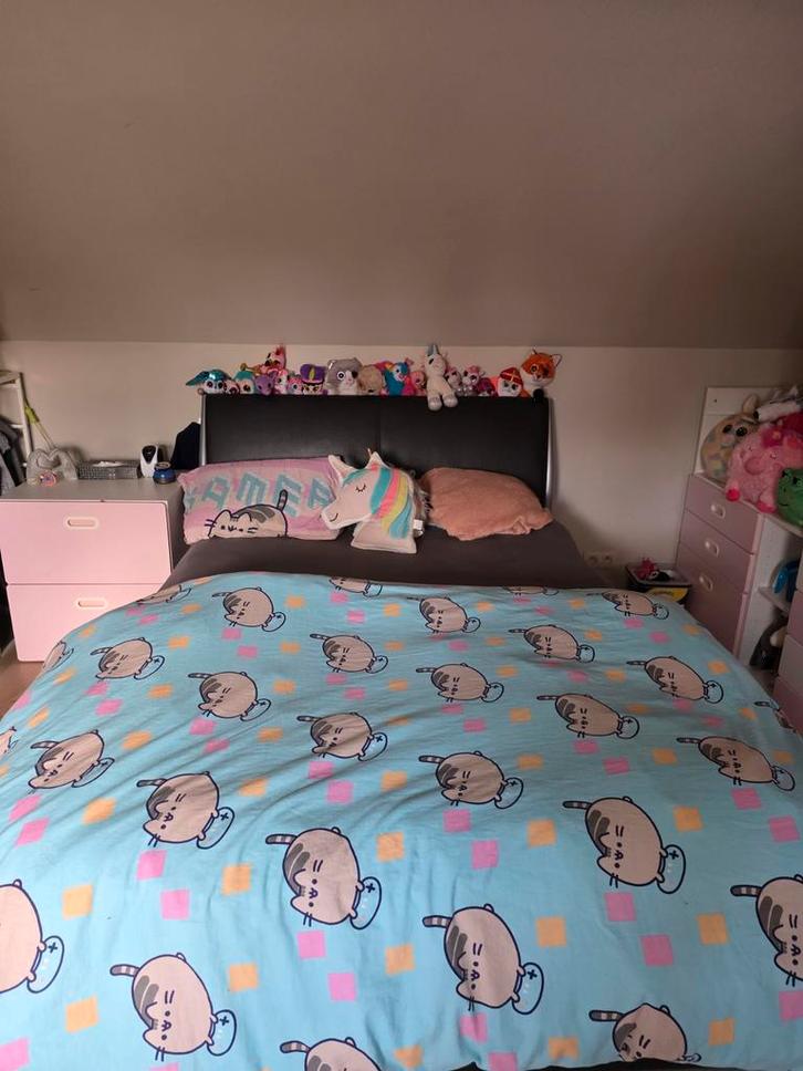 2 persoonsbed, Huis en Inrichting, Slaapkamer | Bedden, Gebruikt, Tweepersoons, 160 cm, 200 cm, Overige materialen, Zwart, Ophalen